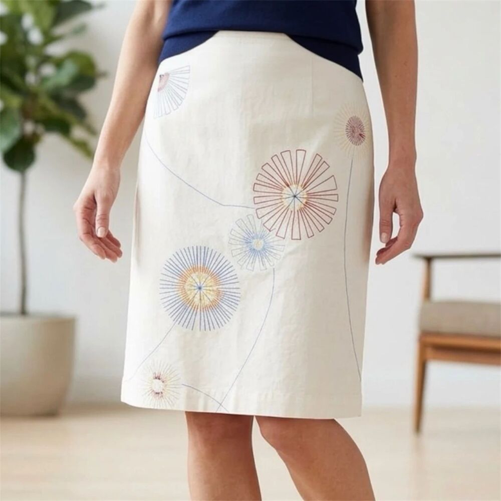 ANN TAYLOR LOFT Skirt Womens Sz 4 pencil straight Retro boho chic floral spring